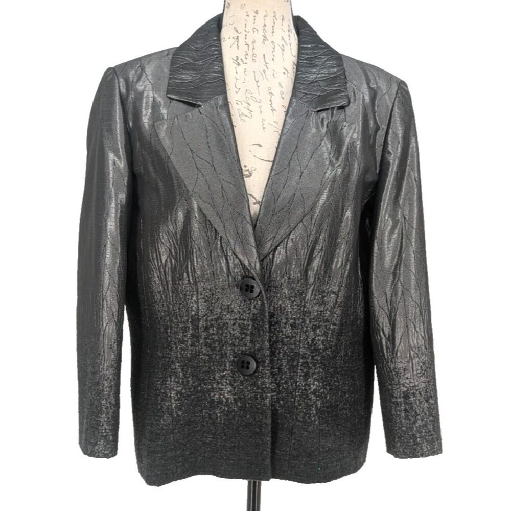 Corp Gore Blazer SIZE 16 Gray Metallic Business Worship Office Wedding EXCELLENT